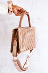 Quilted Letterman Handbag Beige Roselyn 