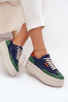 Suede Women's Sneakers On Platform Zazoo N1269S3 Green-Blue