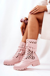 Openwork Boots With A Purse Pink Rock Star