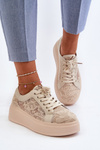 Lace Women's Sneakers On Platform S.Barski HY51-059 Beige