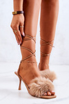 Sandals On A High Heel With Fur Beige Lindsay