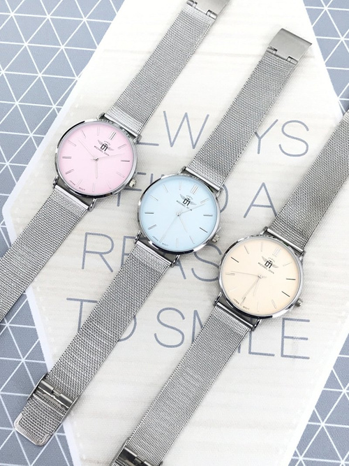 Women's Watch Michael John Florence Silver Pink Dial 40mm