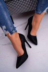 Women's Brocade Stilettos Black Vivien