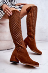 Openwork Suede Boots Brown Generous