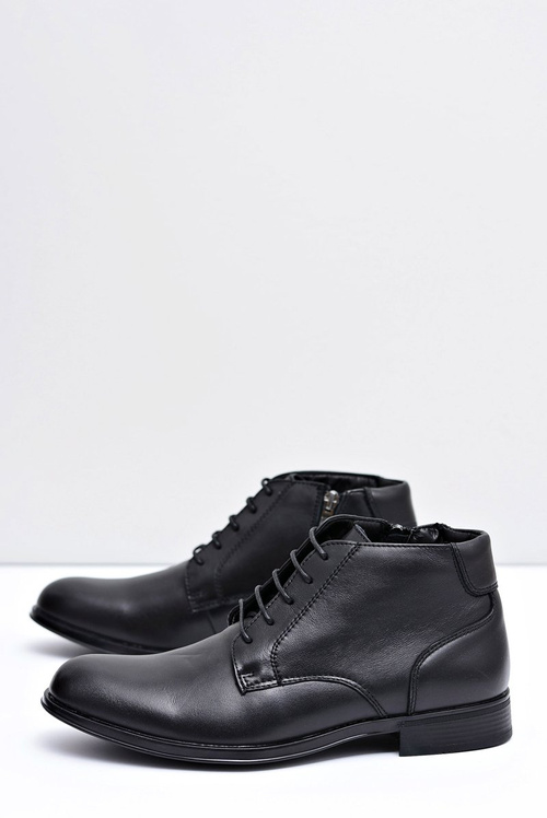 Men's Leather Boots Black Half Boots Artemigo