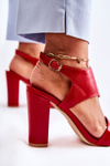 Leather Sandals With A Cut Out Red Maronni