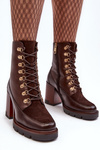Heeled Lace-Up Boots Brown Lathia