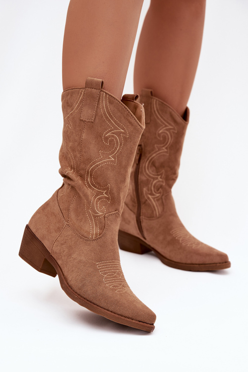 Women's cowboy boots on heel lined beige Lovelle
