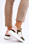 Women's Leather Platform Sneakers Beige-pink Chaya