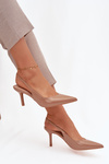 Patent Leather Pumps on High Heel Dark Beige Phelia