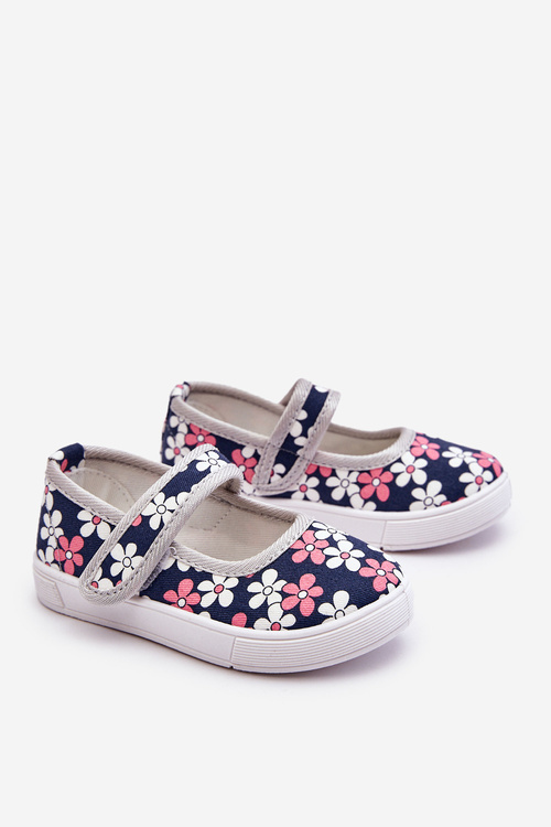 Children's ballerinas in flowers navy blue-Grey Noah