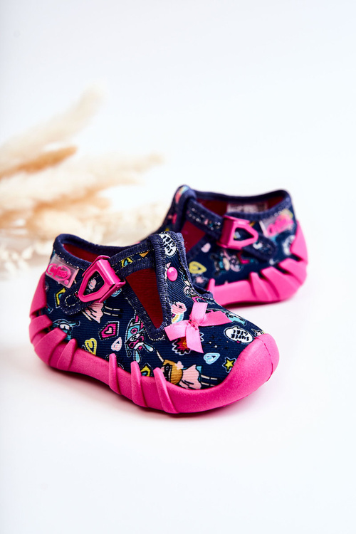 Befado Supergirl Slippers With A Bow 110P456 Navy Blue