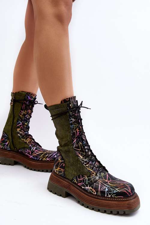 Women's Leather Work Boots Maciejka 06203-09 Multicolor