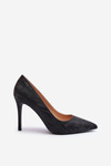 Black Glitter Decorated High Heels Klonisa