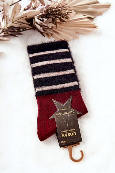 Women's Socks With Fur COSAS Maroon and navy blue