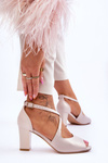 Women's High Heel Sandals Sergio Leone SK864 Pearl Beige