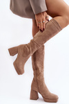 Women's insulated boots with chunky heel beige Layala