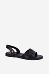 Flat Women's Sandals Made Of Eco Leather Black Illoria