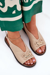 Flat Heeled Sandals With Decoration Eco Leather Beige Tillireta