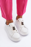 Women's Leather Sneakers with Bear White Mirven