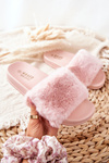 Rubber Moulded Slippers With Eco Fur Pink Emmie