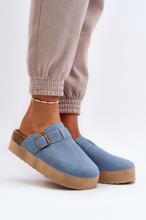 Women's Denim Platform Clogs Blue Jorffia