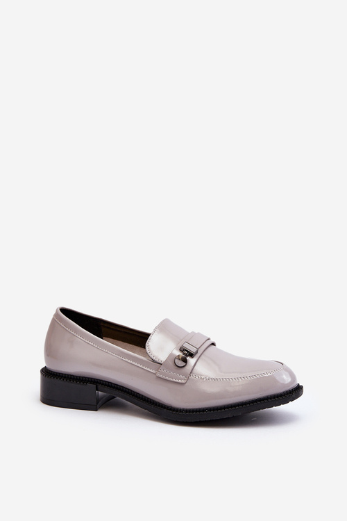 Women's Gray Patent Loafers Nerilaja
