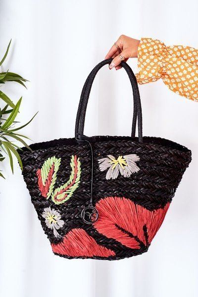 Braided Shopper Beach Bag NOBO XK0300 Black