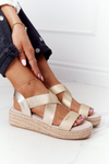 Wedge Sandals With Drawstring Big Star HH274414 Golden