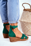 Suede Wedge Sandals Maciejka 04565-09 Green