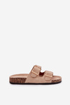 Women Sandals With Buckles On Cork Sole Beige Sercele