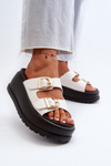 Women's Slides on Chunky Platform White Mililena