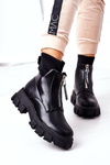 Women's Platform Boots With A Zipper Black Cheers