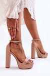 Leather Sandals On A High Bar And Platform Nude Sky Dream
