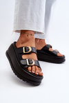 Women's Slides on Chunky Platform Black Mililena