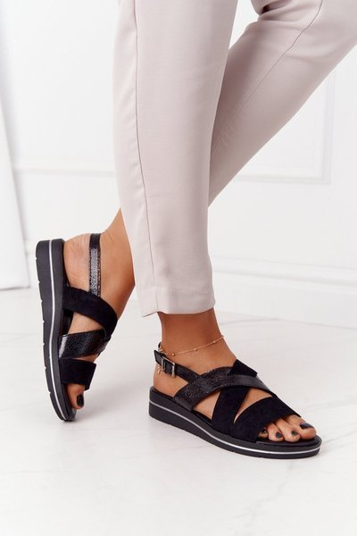 Suede Sandals Sergio Leone SK039 Black-Silver
