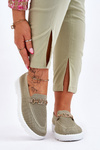 Tenisówki Damskie Wsuwane Slip-On Ozdoba Zielone Alena
