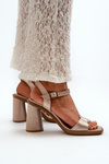 Leather Sandals with Heel Maciejka 06029-25 Gold