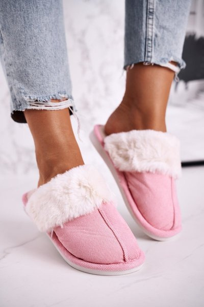 Women's Slippers With Fur Pink Homely