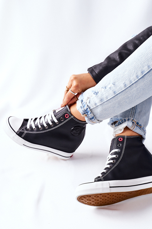 Leather Wedge Sneakers Cross Jeans II2R4025 Black