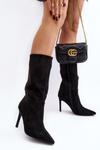 Women's Half-Calf Boots with Stiletto Heel Black Odetteia