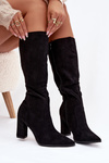 Women's Heeled Boots Made of Eco Suede Lined Black Narille