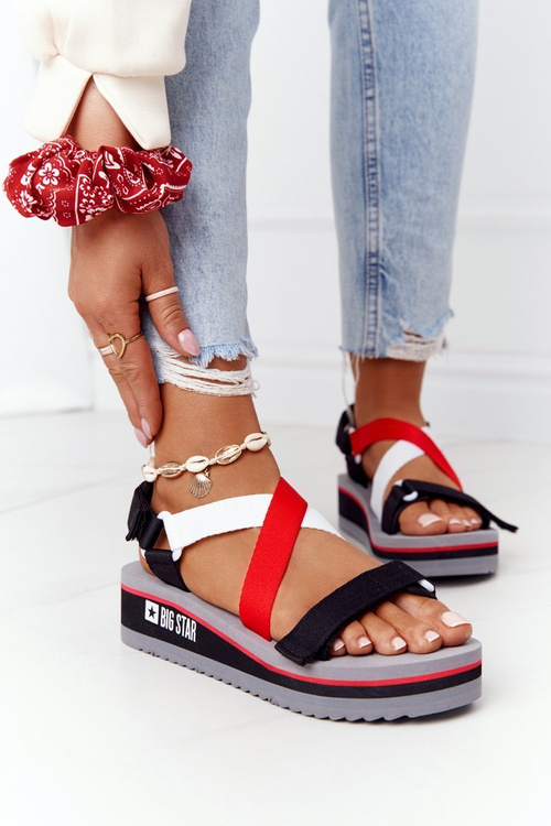 Foam Wedge Sandals Big Star HH274A082 Red-White
