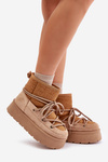 Snow Boots With Lacing On Platform Brown Mavora