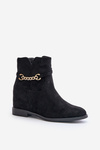 Womens Ankle Boots On Hidden Wedge Made Of Eco Suede Black Ofcorna