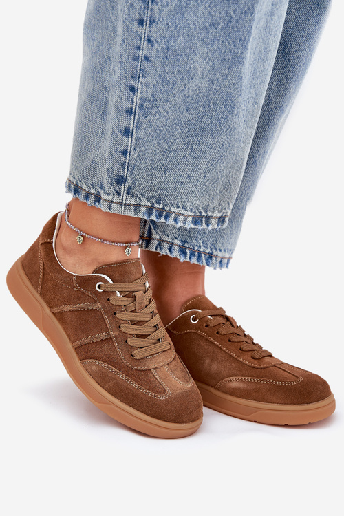 Brown Suede Low Sneakers Women Paliana