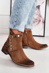 Women's Suede Boots With a Buckle Exquisite 1198 Cognac