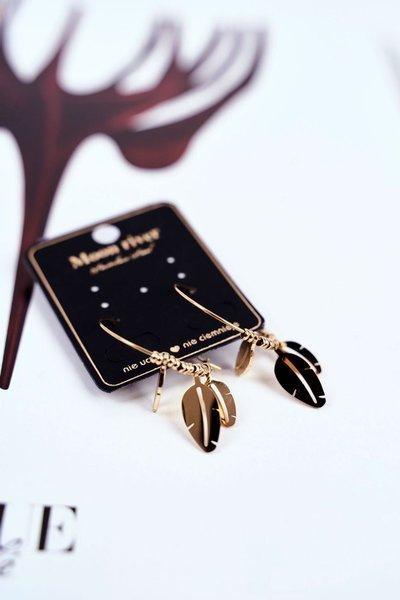 Women's Earrings Gold Wheels Feather Pigeon