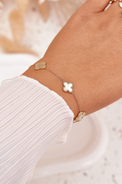 Bracelet With Charms Stainless Steel Gold Pearl