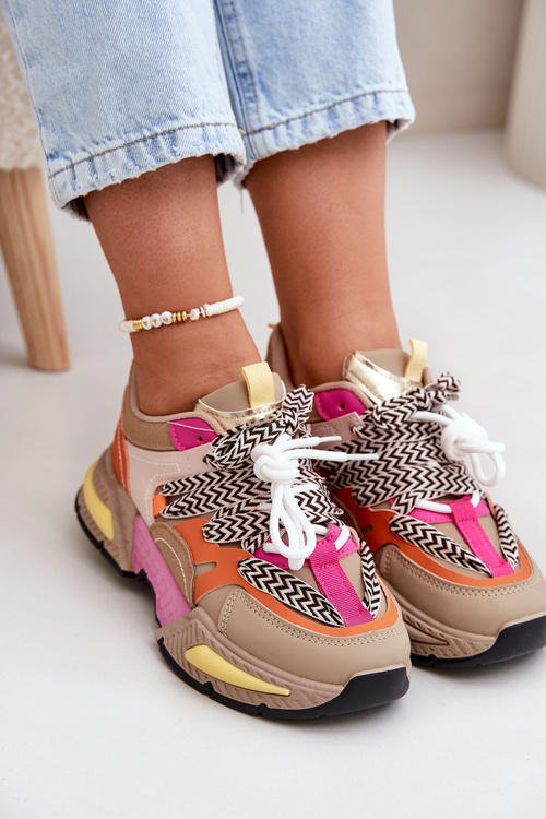 Women's Sports Sneakers with Double Lacing Khaki Samoles